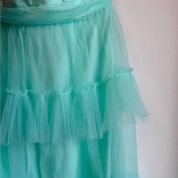 Lulu's Strapless Tulle Gown Maxi Dress in Teal Green - Picture 7 of 11